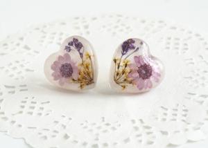 China Unique Dried Plant Real Flower Purple Stud Earring for Fashion Women wholesale