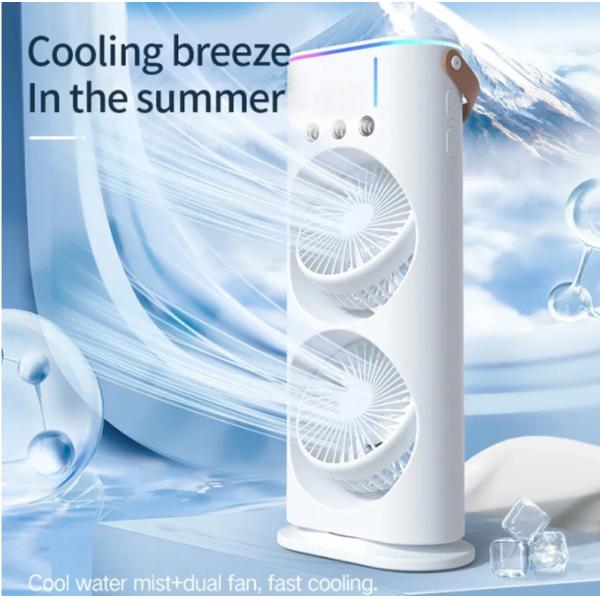 Household White Dual Fan Air Cooler with Remote Control and Cooling Function