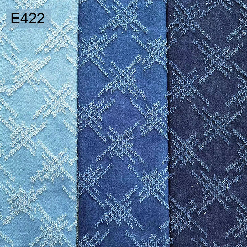ISO9001 Indigo Polyester Cotton Jacquard Jean Denim Fabric Thick Breathable