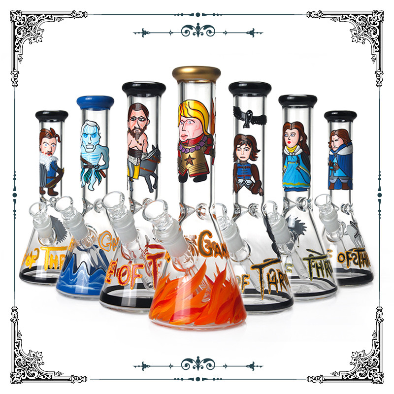 10 Inches New Glass Art Bong Beaker Bottom Hand Drawn Glass Smoking Pipe Mix Design