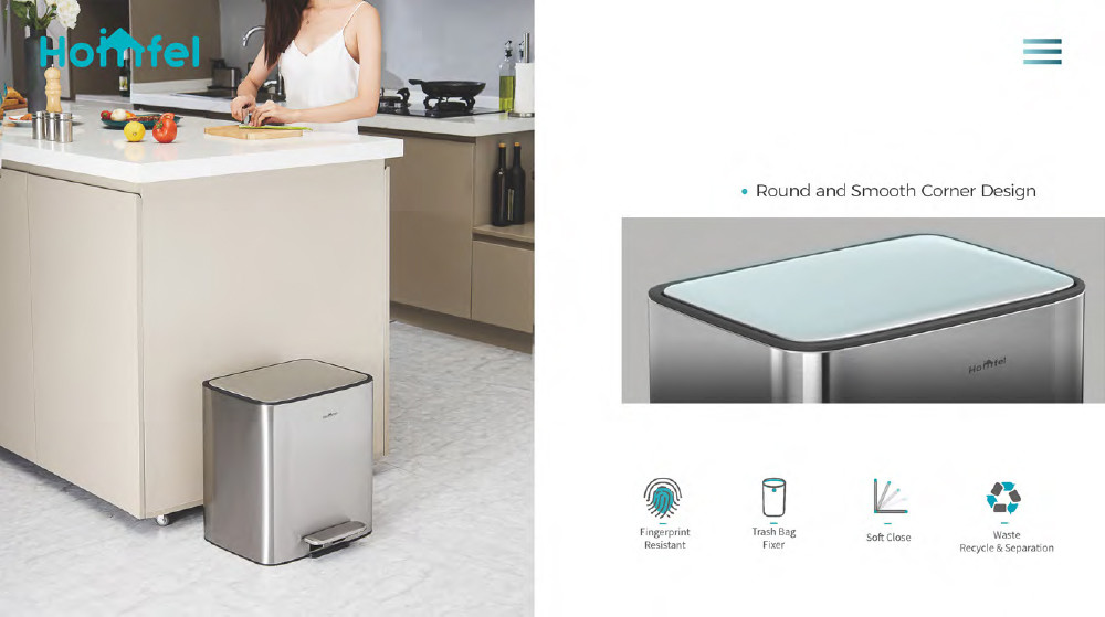 28Lx2 dual compartment trash can Soft Close Recycle Trash Bin Foot Step Trash Can For Living Room Office