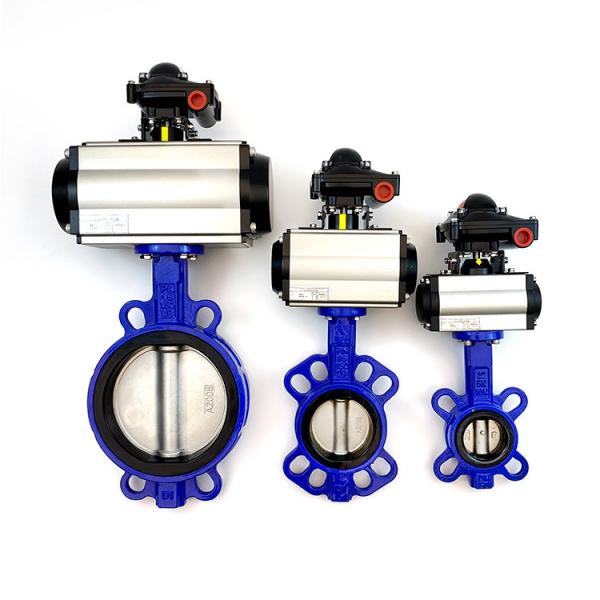 DN50 Water Wafer Butterfly Valves With NBR Sealing Material And Pneumatic Actuator