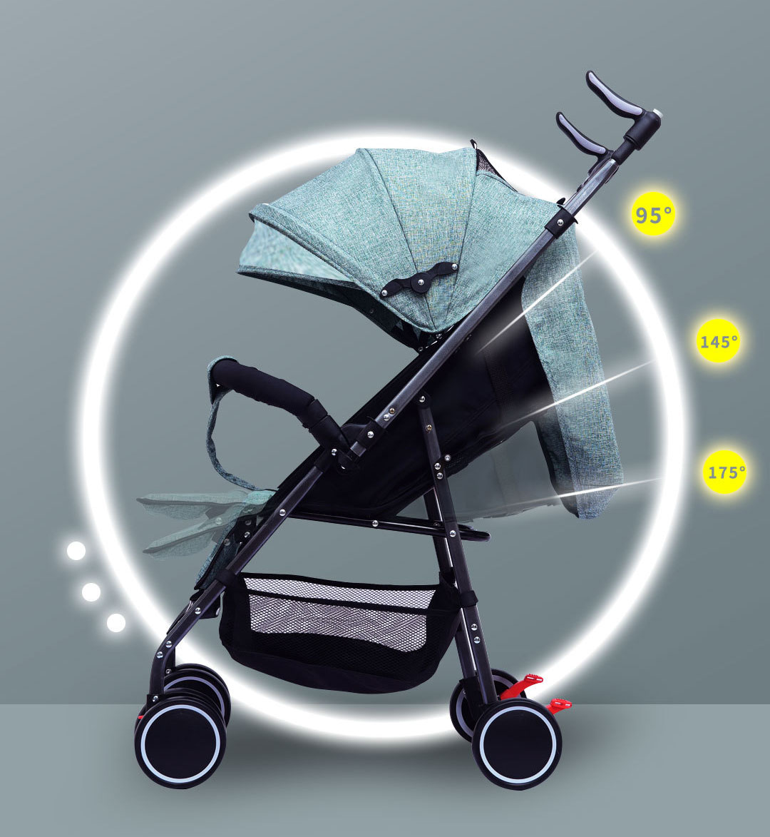 Lightweight Bidirectional Baby Stroller for 0-3 Year Old Girls Easy Folding Portable