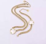 K Gold Stainless Steel Jewelry Set Lush Simple White Fritillary Inlaid Chain