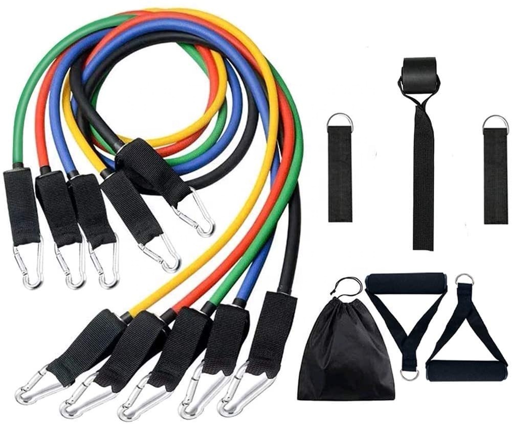 customized 1.2m 11pcs Resistance Bands Set With Foam Handles