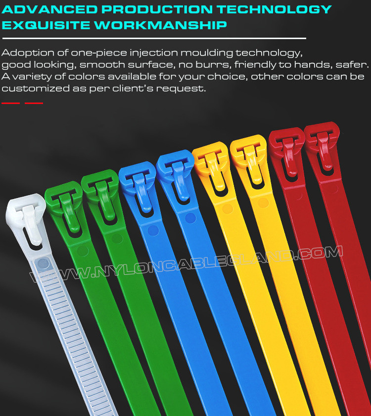 Releasable Zip Cable Tie Plastic Colorful 300mmx7.6, Ø10~82mm Adjustable Cable Strap Reusable Cable Tie Strap (50lbs) Nylon 66, 94V-2 for Indoor &