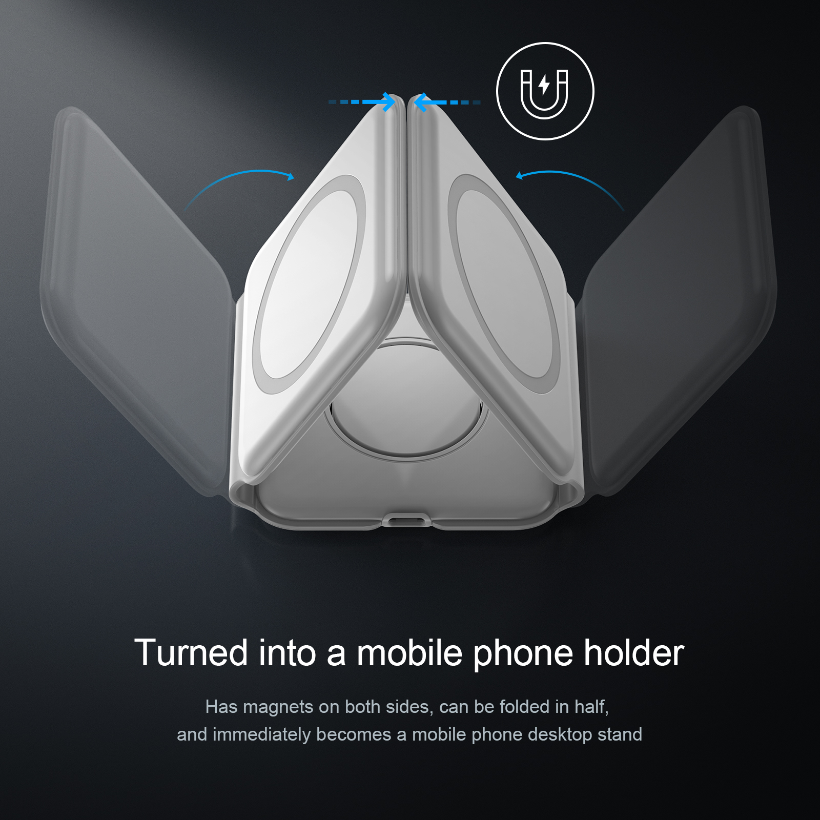 15W Magnetic Folding Wireless Charger for iPhone AirPods and Watch 3 Multiple Smart