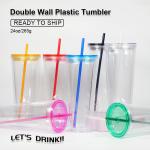 Double Wall Acrylic Sublimation Glass Snow Globe Tumbler 24oz