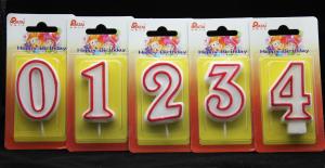 China Number Birthday Candles With Red Edge And Plastic Holder wholesale