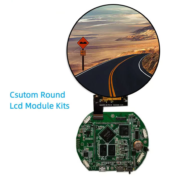 5 Inch Wood Frame Round LCD Display Touch Screen 1080x1080 250nits TYPE-C Micro USB