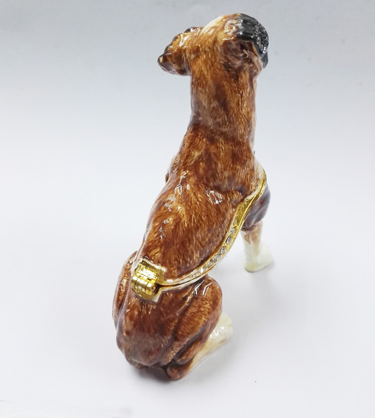 Bejeweled Home Decoration Dog metal trinket box Enamel Pewter Alloy Dog design metal trinket box