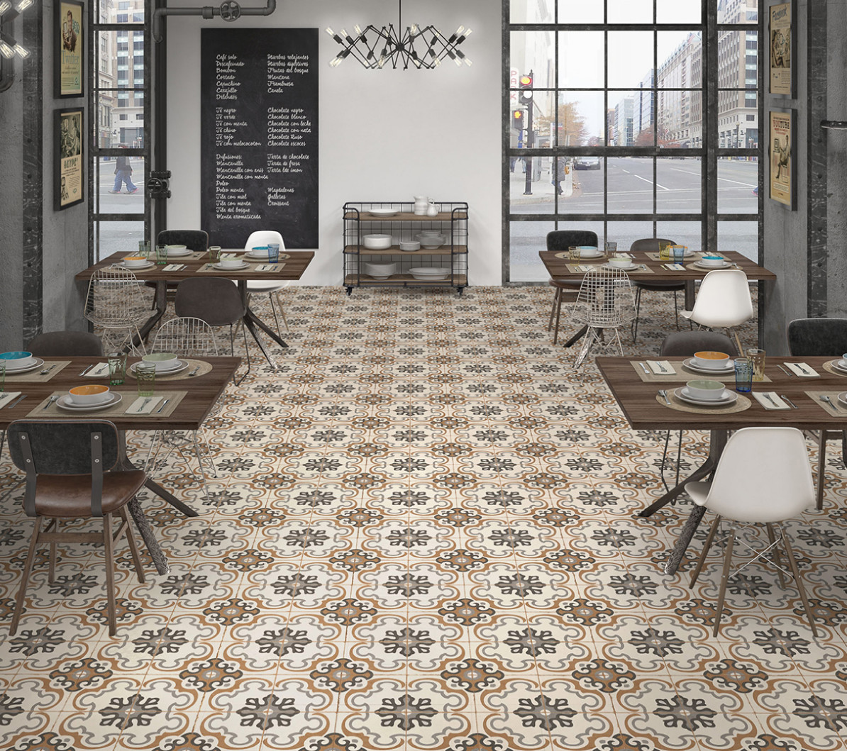 Firebrick Flower Brown And Gray 20x20cm Floor And Wall Ceramic Rustic Tiles For Bathroom And Kitchen