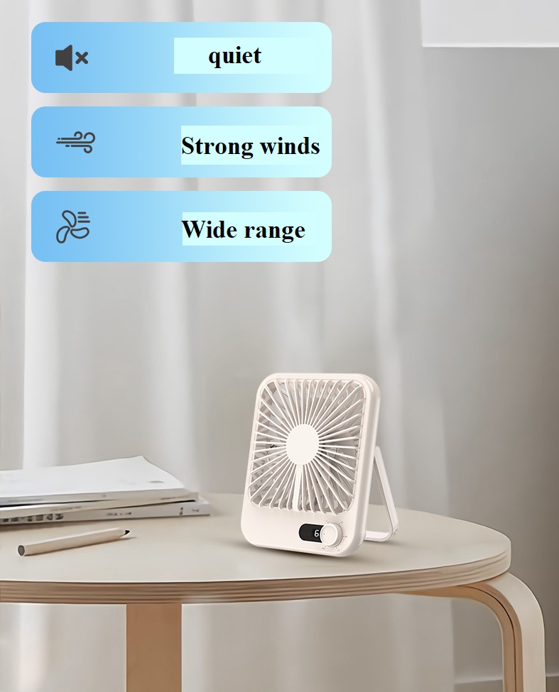 Portable Mini Cooling Fan for Office Home Rechargeable Small Foldable Personal Table