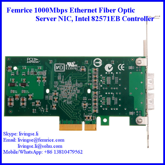 1000Mbps Gigabit Ethernet Dual Port Server Network Card, SFP*2 Slot, PCI Express x4, LC Fiber Femrice 10002PF