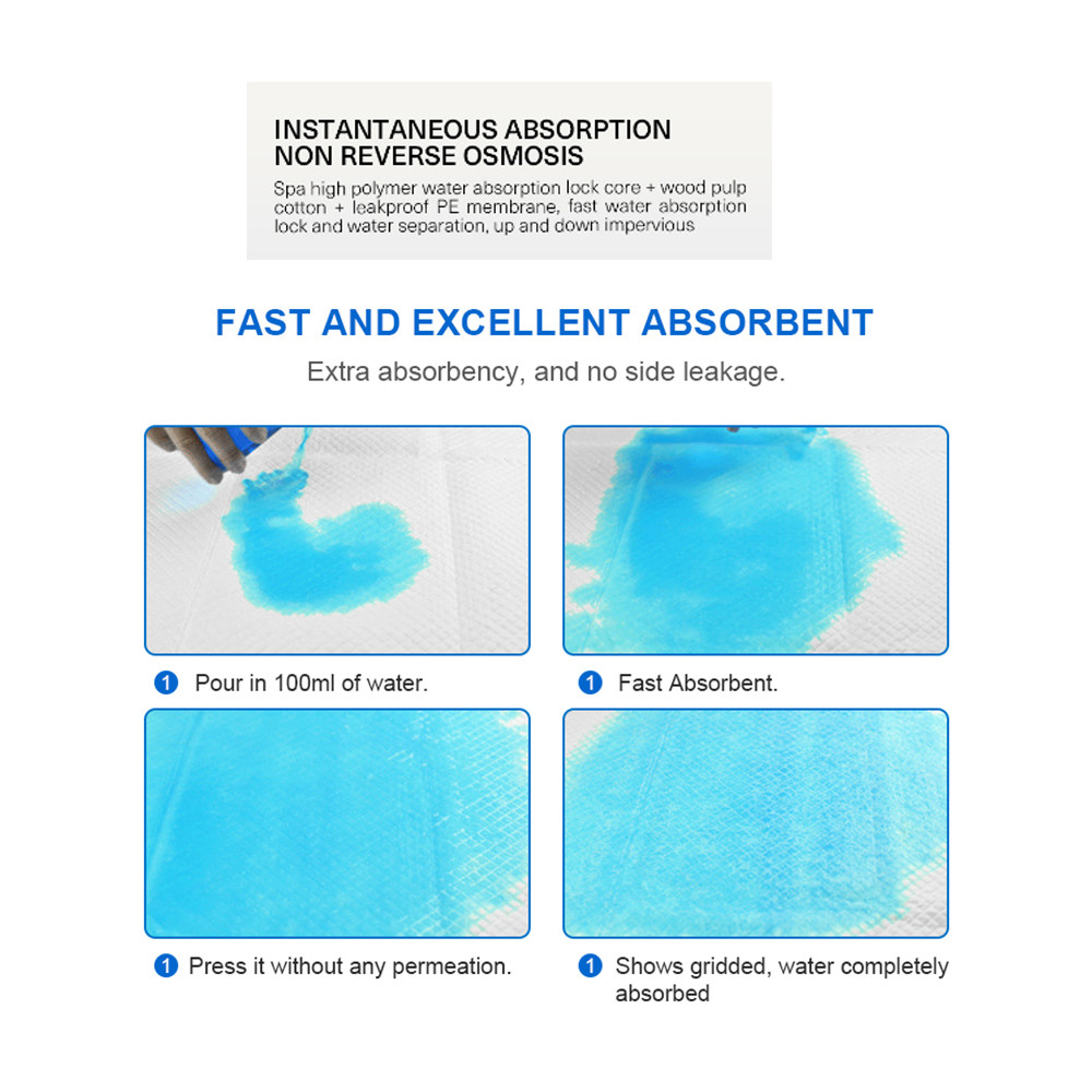 Comfortable 2000ml Blue Hospital Bed Pads Disposable Non Woven Fabric PE