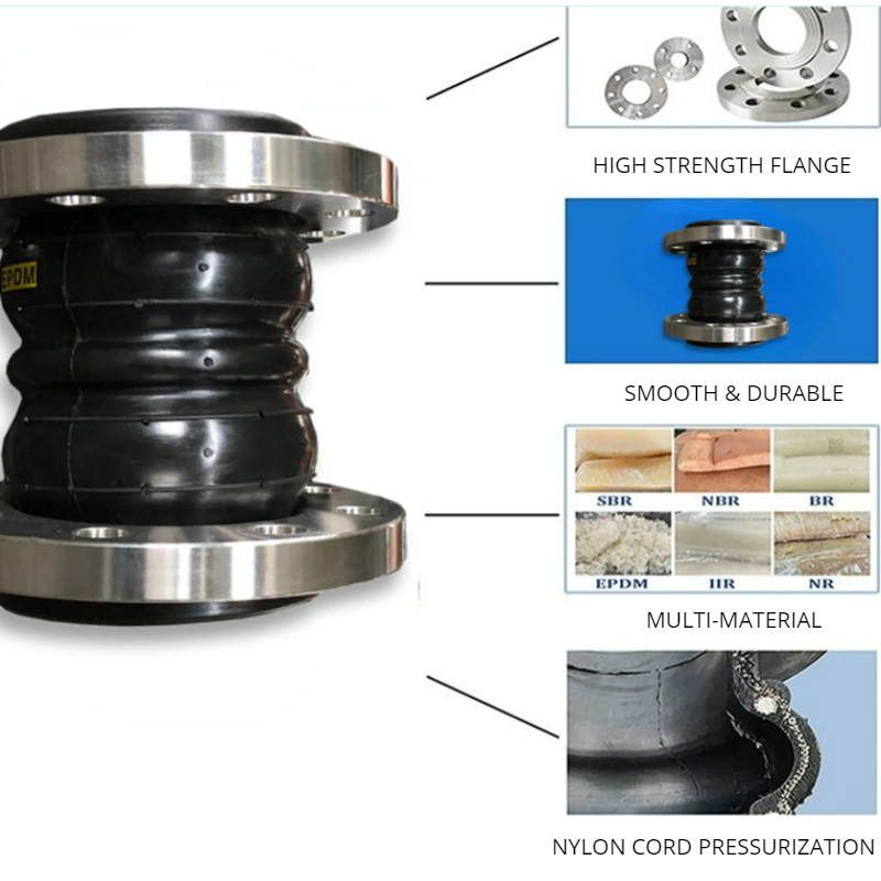 DN15-DN4000 Pipe Rubber Bellows Expansion Joint Acid Resistant Flexible