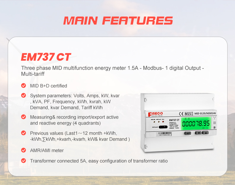 Measuring Energy Range of 0-999999 Three Phase Bidirectional Energy Meter