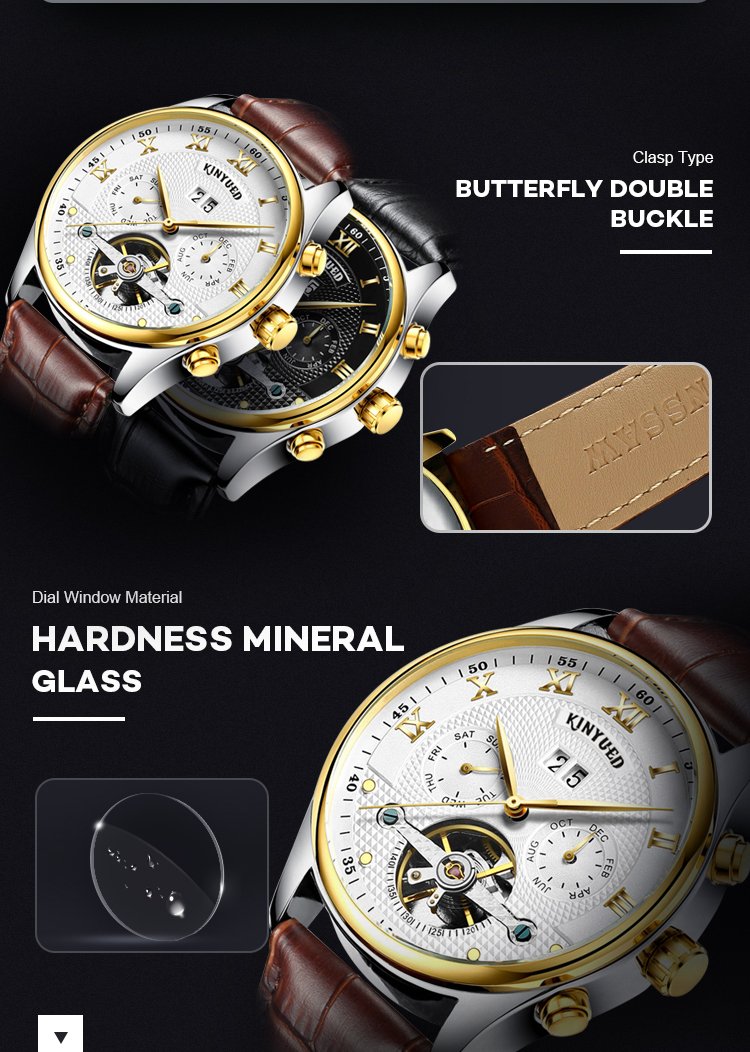 Business Mechanical Skeleton Watch Power Reserve Automatic Skeleton Watches