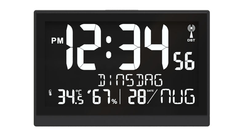 Square Digital LED Wall Clock with Indoor Temperature Humidity Readings 12/24 Hour System