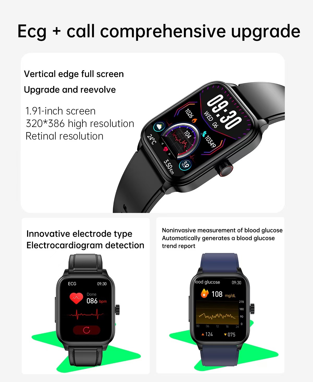 ET540 Health Monitoring Smart Watch 1.85 Inch BT Call Blood Oxygen Fitness For Men