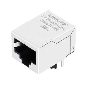 China LPJG0801DNL 100/1000 Base-T Tab Down Without Led 1 Port Magnetic RJ45 Connector wholesale