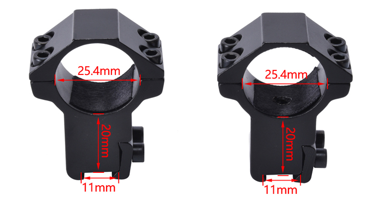 25.4mm Tube Diameter High Riser Scope Mount Double Ring in Aluminium for Long-Lasting