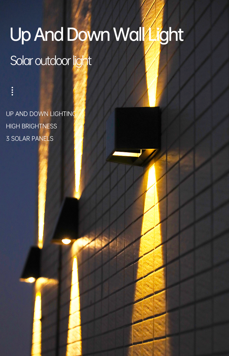 Dusk to Dawn 3.7V 1300mAh Wall Mounted Solar Light Up And Down outdoor lamp