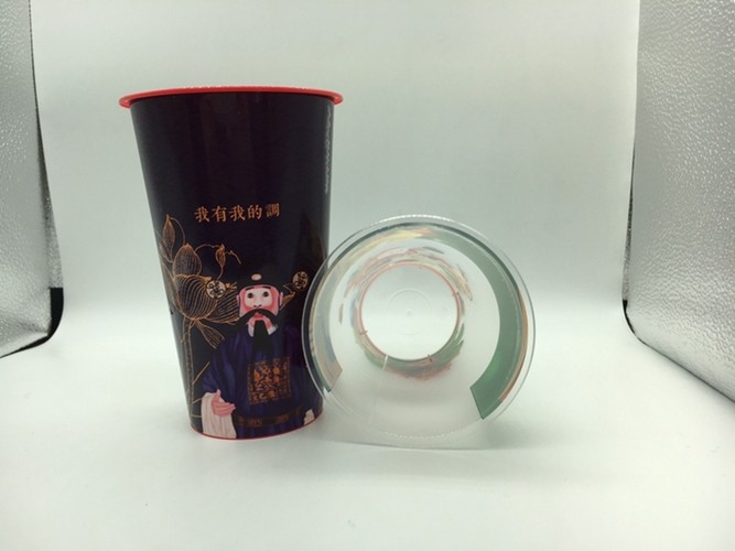 17oz 500ml Custom Printed Disposable Cups , PP Plastic Cup With Dome Lid