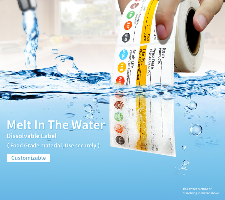 Water soluble paper labels dissolvable labels for food packaging