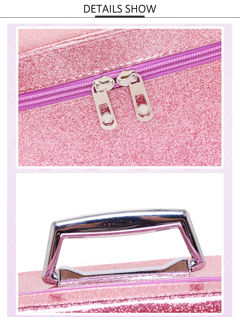 Splash Proof PU Leather Glitter Makeup Bag Case