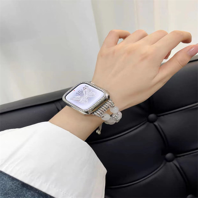 Jewelry Bracelet Beads Women Watchstrap for iWatch 8 Series 38mm 40mm Smart Watch Band