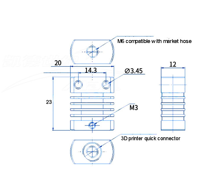 Aluminum 23*20*12mm MK10 E3DV6 Heatsink Block Suit For 3D Printer