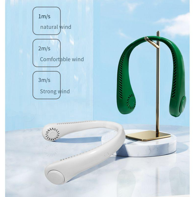 Customized Logo Bladeless Neck Fan Portable Rechargeable Hanging Wearable Cooling Fan
