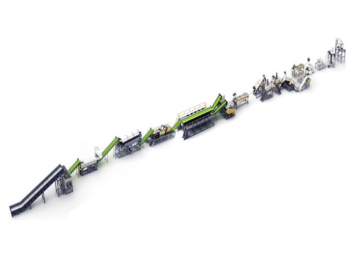 ISO Pet Flakes Making Machine Lines , 1500KG/H Pet Bottle Recycling Machine