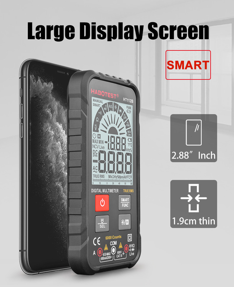 Flashing Light HT112B 600A 600uA Habotest Multimeter