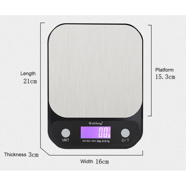 LCD Display Kitchen Digital Scale with 5kg/0.1g Capacity and Stainless Steel Material