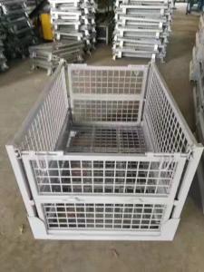China High quality industrial collapsible storage stacking galvanized euro metal steel wire mesh pallet cage for sale wholesale