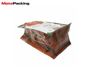 China Coffee Resealable Food Pouches , Aluminum Foil Flat Bottom Zipper Pouch wholesale