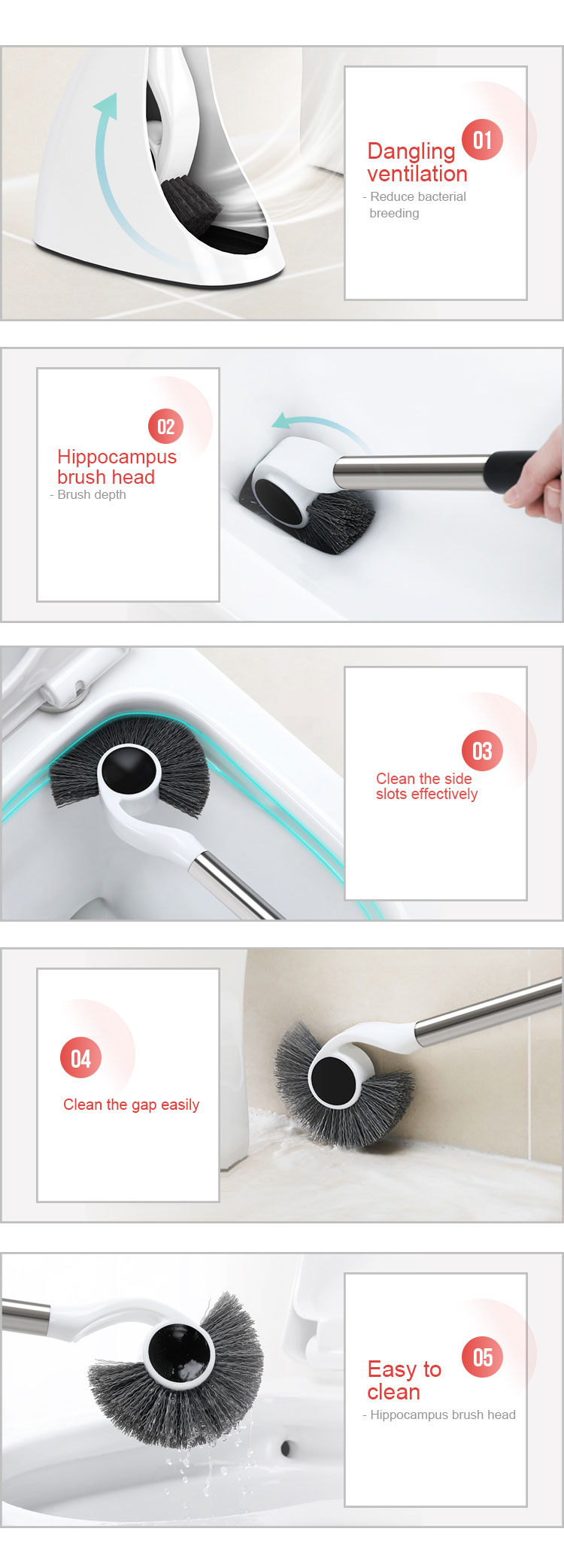 Strong decontamination easy clean modern bathroom toilet brush
