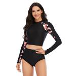 Sunscreen Long Sleeve 2 Piece Swimsuit Round Neck Womens Long Sleeve Surf Suit
