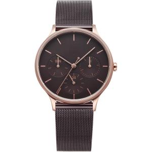 China Women Stainless Steel Chronograph Watch Leather Band Round Dial Watches For Ladies wholesale