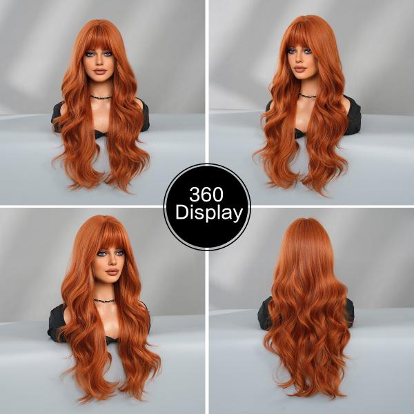 Fashion Long Body Wave Hair Orange Synthetic Wigs For Women