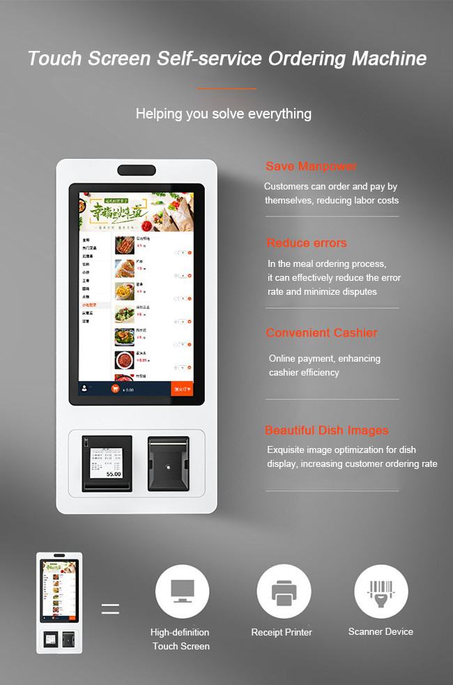 Compact Self-Ordering Kiosk with Integrated Thermal Label Printing