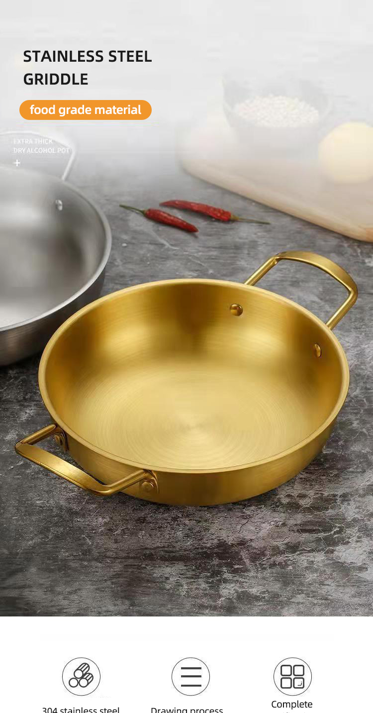 Hot Selling Korea Cooking Kitchen Cookware Induction Frying Pan Seafood Frying Pan Stainless Steel Paella Pans