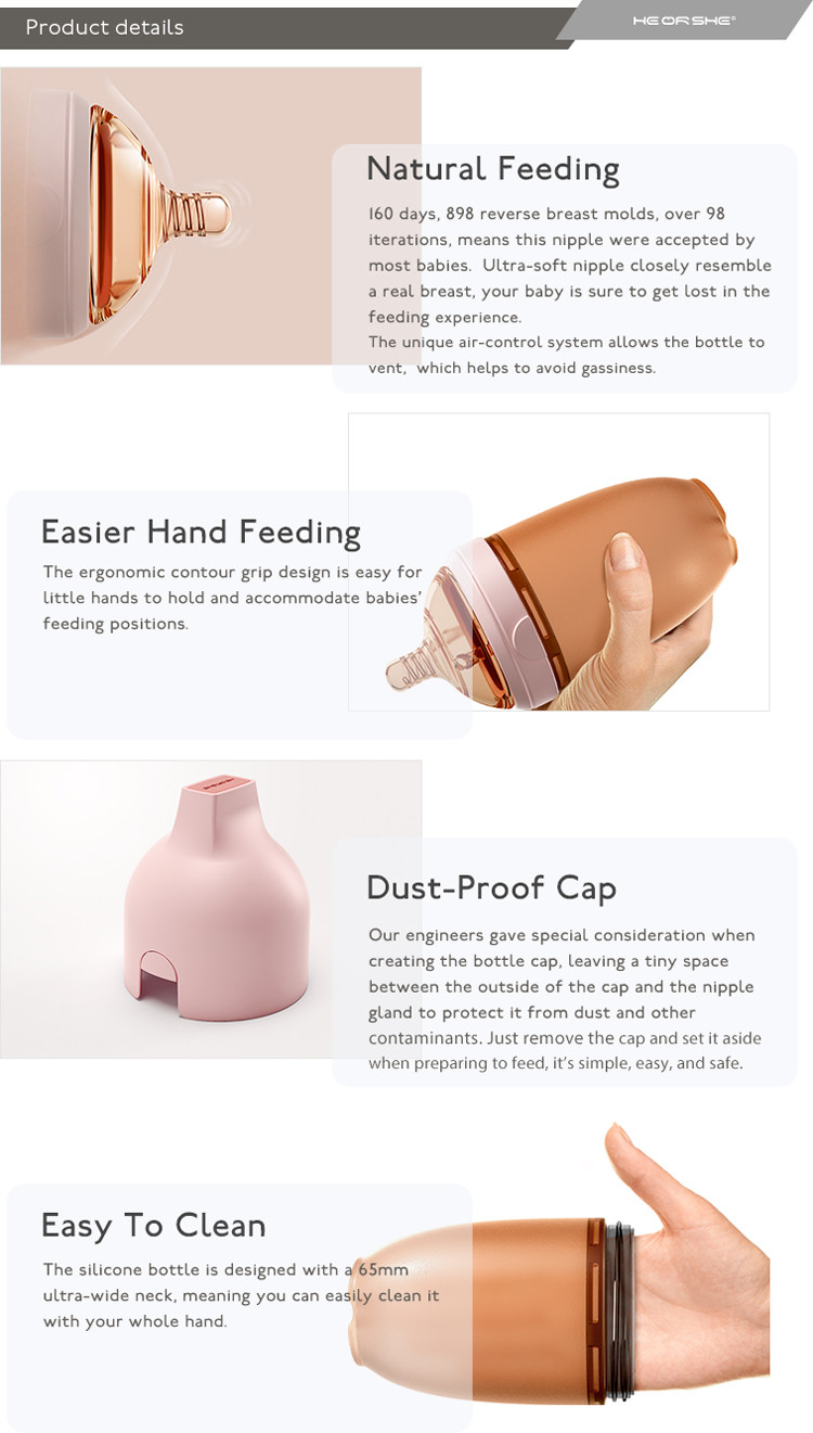 BPA Free Anti Colic 160ml 5oz Silicone Baby Feeding Bottle