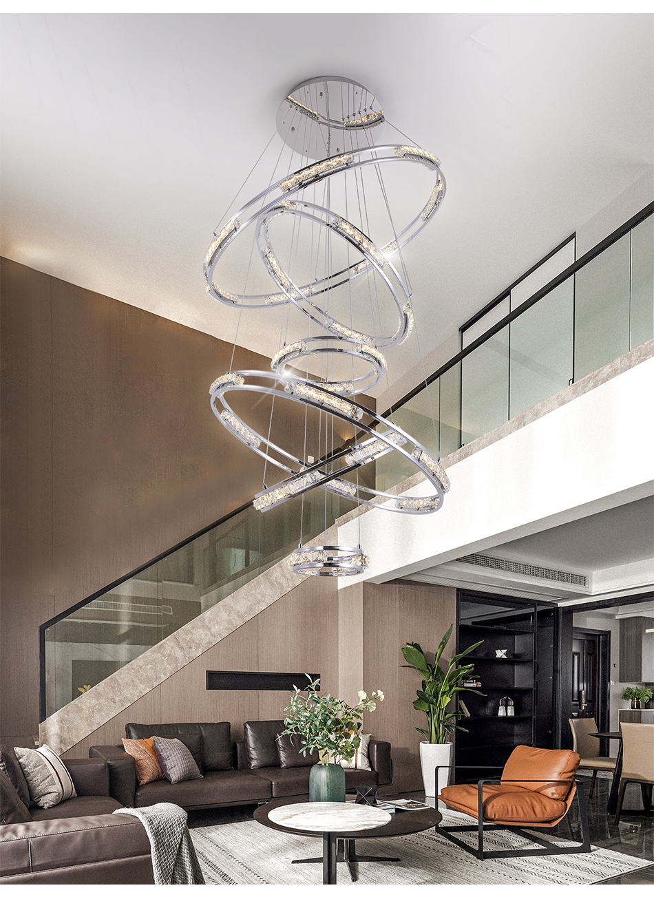 Luxury Crystal Living Room Chandelier Creative Ring Design Lobby Lamp(WH-NC-41)