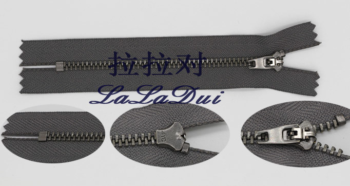 Grey Tape Silver Metal Zipper , Light Nickel Magnetic Gold Metal Zipper For Jeans Placket