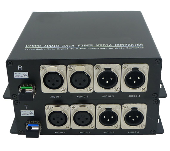 2 Way 3 Pin XLR Balanced Analog Audio Over Fiber Extender Transceiver