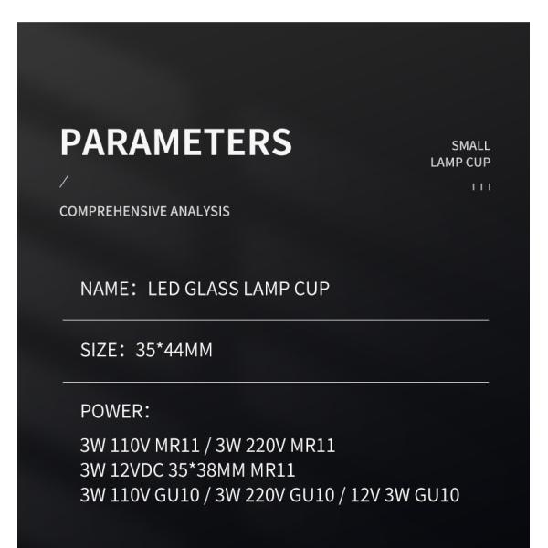 12V 110V 220V 35MM Small Lamp Cup 3W COB MR11 GU11 Mini LED