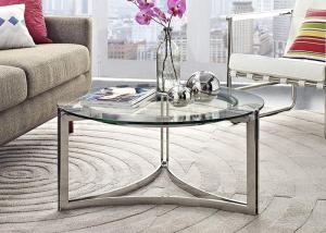 China High Gloss 24KGS 80cm Modern Round Glass Coffee Table wholesale